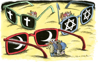 Pen & ink with watercolour, published in <em>The Daily Telegraph</em>