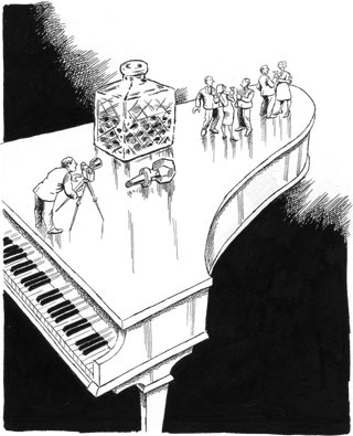 Pen & ink, published in <em>The Daily Telegraph</em>