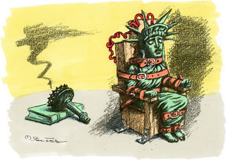 Pen & ink with watercolour, published in <em>The Daily Telegraph</em>