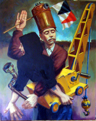 <em>Dancing For Their Fathers Labours</em>, oil on canvas, 76x60cm